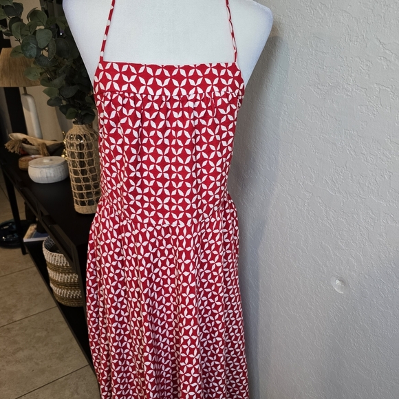 LOFT Women’s Red And White Multi Strap Pinwheel Tie Back Sundress Size 10 - Picture 2 of 8
